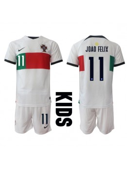 Billige Portugal Joao Felix #11 Bortedraktsett Barn VM 2022 Kortermet (+ Korte bukser)